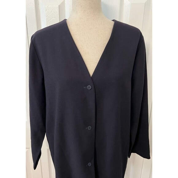 Eileen Fisher Women's M 100% Wool Cardigan Sweater Blazer Button 3/4 Sleeve - Picture 2 of 7